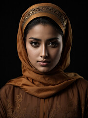 Portrait of beautiful Muslim woman, dressed in Islamic garb