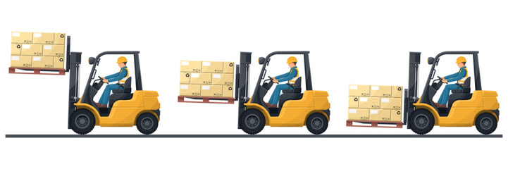 Safety in handling a fork lift truck. Lifting techniques in handling forklifts. Security First. Prevention of accidents at work. Industrial Safety and Occupational Health © Ipajoel
