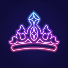 A set of neon gradient crowns. Vector illustration.