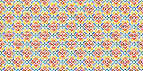 Gordijnen Mediterranean style ceramic tile pattern Ethnic folk ornament Colorful seamless geometric pattern © Darcraft