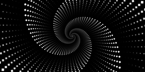 Swirling radial background. Black and white Halftone dotted background Pop art overlay texture. © Darcraft