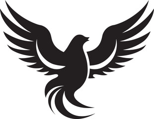 Black Dove Vector Logo with Olive Branch A Symbol of Peace and Harmony Black Dove Vector Logo with Heart A Symbol of Love and Compassion