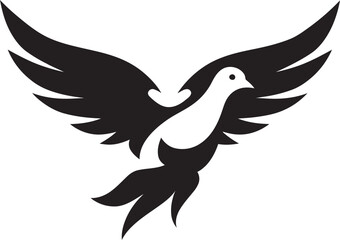 Black Dove Vector Logo with Swirls A Creative and Elegant Design Black Dove Vector Logo with Feathers A Delicate and Feminine Design