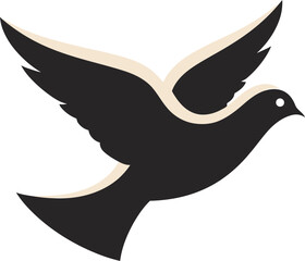 Black Dove Vector Logo with Wings Spread and Feathers A Delicate and Feminine Design Black Dove Vector Logo A Timeless Symbol of Peace