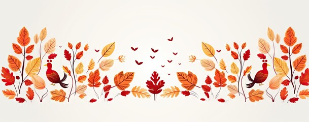 happy thanksgiving banner with art on white background Generative AI