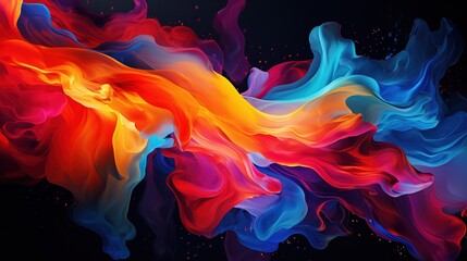 a colorful painting of a fluid flowing over a black background. Fantasy concept , Illustration painting.