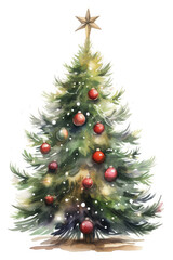 Fototapeta premium Watercolor Christmas tree illustration.