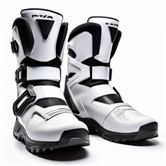 Modern design boots, white, isolated.