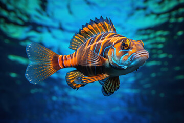 Mandarinfish swimming in the open ocean - obrazy, fototapety, plakaty