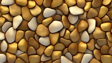 golden texture stones, pebbles, rock wall seamless pattern. cobble pavement material textured...
