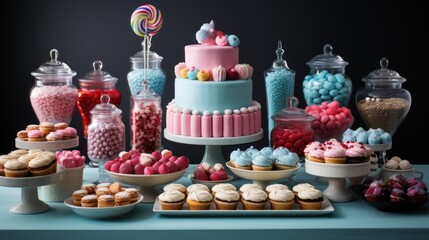 Colorful confectionery display: tempting assortment of handmade cupcakes and sweet treats