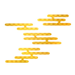 雲模様の和柄イラスト　金　和