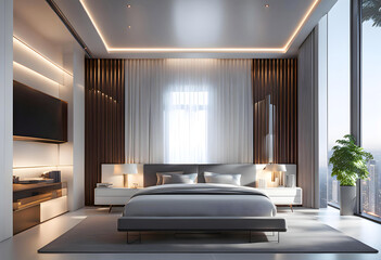 3D light modern room design, modern background white and gray,