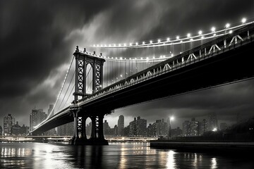 Fototapeta na wymiar Artistic depiction of the Manhattan Bridge and river in New York City. Generative AI