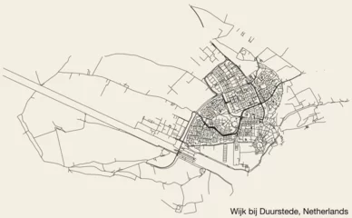 Fototapeten Detailed hand-drawn navigational urban street roads map of the Dutch city of WIJK BIJ DUURSTEDE, NETHERLANDS with solid road lines and name tag on vintage background © Sanja
