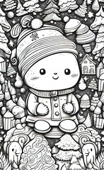 Christmas theme line art doodle cartoon pattern seamless illustration, Merry Christmas