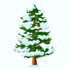 Winter tree in snow on a light background