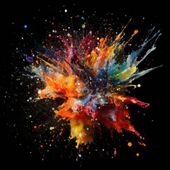 Colorful Splashed on Black Background