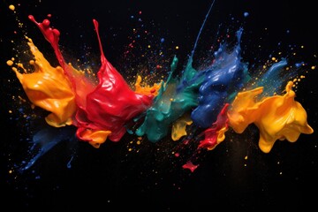 Colorful Splashed on Black Background