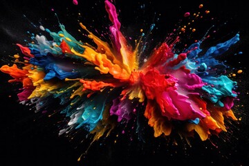 Colorful Splashed on Black Background