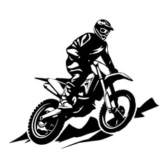 Fototapeta na wymiar vector of black and white jumping racer riding the motocross