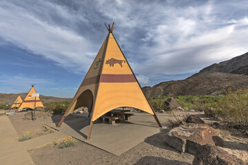 Big Bend Ranch State Park, Texas, USA - April 15, 2022: Tipi Rest Stop on the side of the road © Katrin