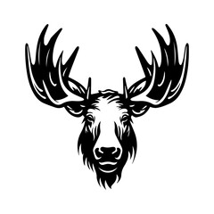 vector silhouette moose on white background, ai generated