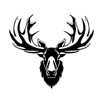 recommend clip art: vector silhouette moose on white background, ai generated