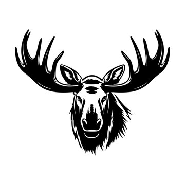 vector silhouette moose on white background, ai generated