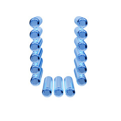 Obraz premium Symbol made of 3d cylinders. letter u