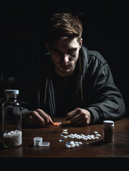 A Photo of a Young Man Taking Medication for Mental Health