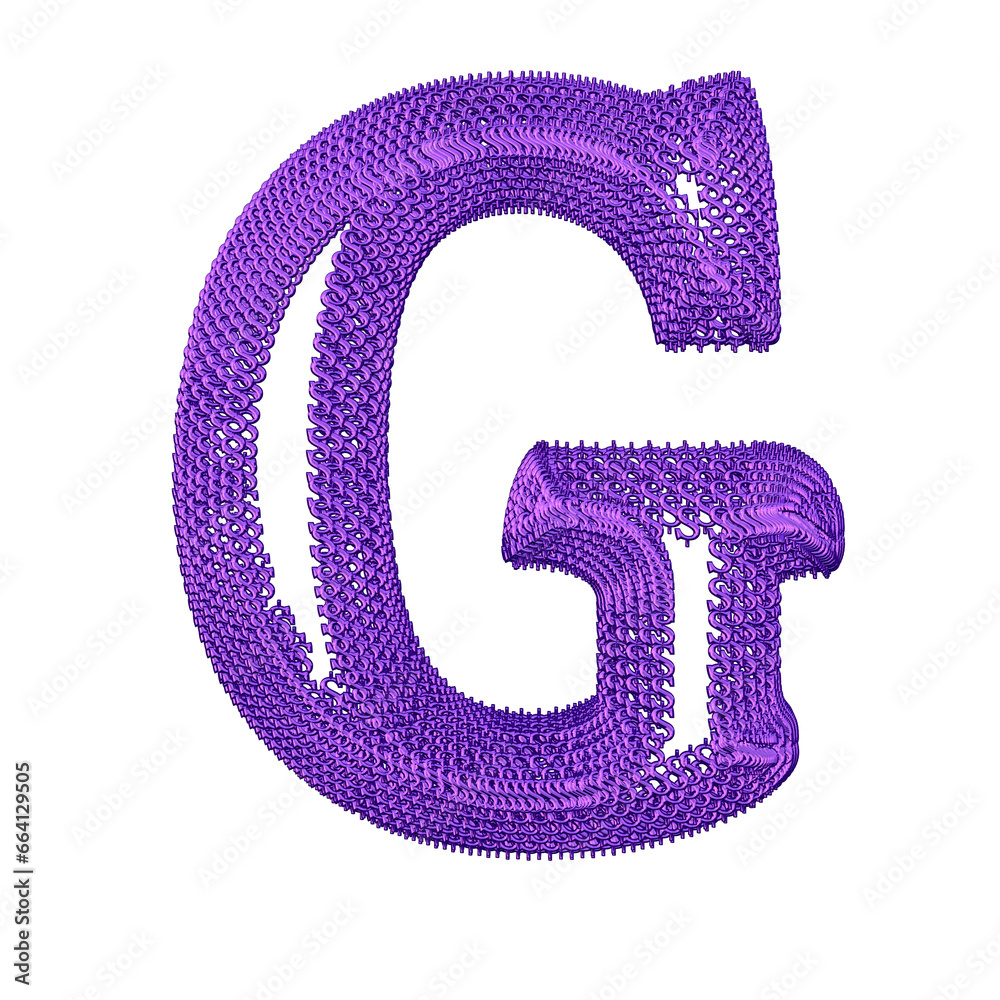 Sticker Symbol made of purple dollar signs. letter g