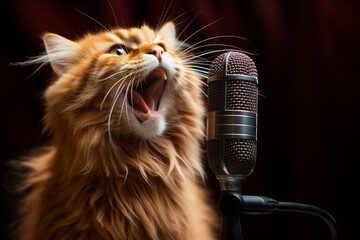 the cat yells intensely into the mic. Generative AI