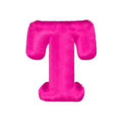 Pink fur symbol. letter t