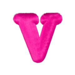 Pink fur symbol. letter v