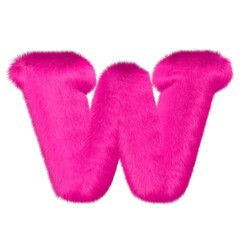 Pink fur symbol. letter w