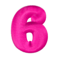 Pink fur symbol. number 6