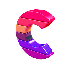 Color symbol made of horizontal blocks. letter c