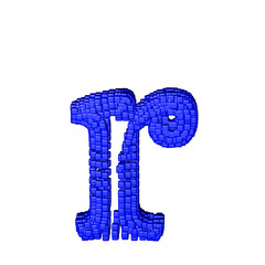 Symbol made of blue cubes. letter r