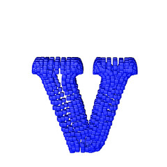 Symbol made of blue cubes. letter v