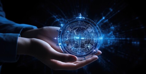 A person holding a futuristic object in their hands