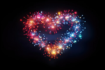 heart shaped firework on dark sky - Powered by Adobe