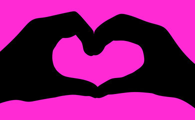 Fototapeta premium Love heart hand sign. Drawing of hand in the shape of a heart. Palms touching, gesturing, heart shape. Love relationship.