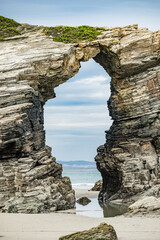Cathedral Beach in Galicia Spain. Tourist attraction.