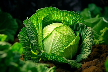 A good harvest of cabbage. Cultivation of cabbage. Farm and field. Harvested agricultural crops.