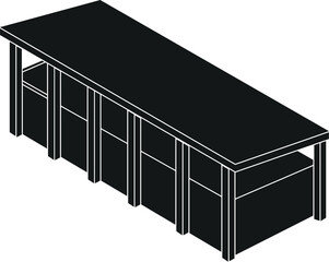 Cartoon Black and White Isolated Illustration Vector Of A Block of Wooden Shed Outbuildings