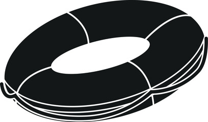 Cartoon Black and White Illustration Vector Of A Swimming Float Life Ring Buoy