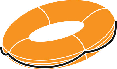 Cartoon Illustration Vector Of A Swimming Float Life Ring Buoy