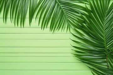 green palm leaf banner on light green background