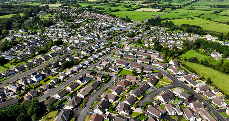 Aerial photo of Residential Homes in Ballymoney Town Co Antrim Northern Ireland